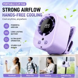 NEW Summer Semiconductor Cooling Car Fan with LED Display USB Rechargeable Clip Portable Desk Fans 360 Rotation For Camping 