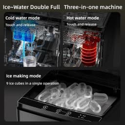 Ice Maker & Water Dispenser Combo, Countertop Ice Machine with Hot & Cold Water, Self-Cleaning Ice Maker for Home Office, Smart