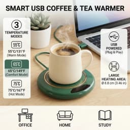USB Powered Cup Heater Digital Display Smart Constant Temperature Mug Warmer Office Desktop Coffee Tea Milk Heating Coaster