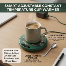 USB Powered Cup Heater Digital Display Smart Constant Temperature Mug Warmer Office Desktop Coffee Tea Milk Heating Coaster