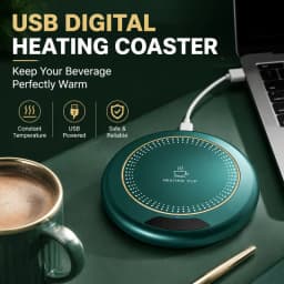 USB Powered Cup Heater Digital Display Smart Constant Temperature Mug Warmer Office Desktop Coffee Tea Milk Heating Coaster