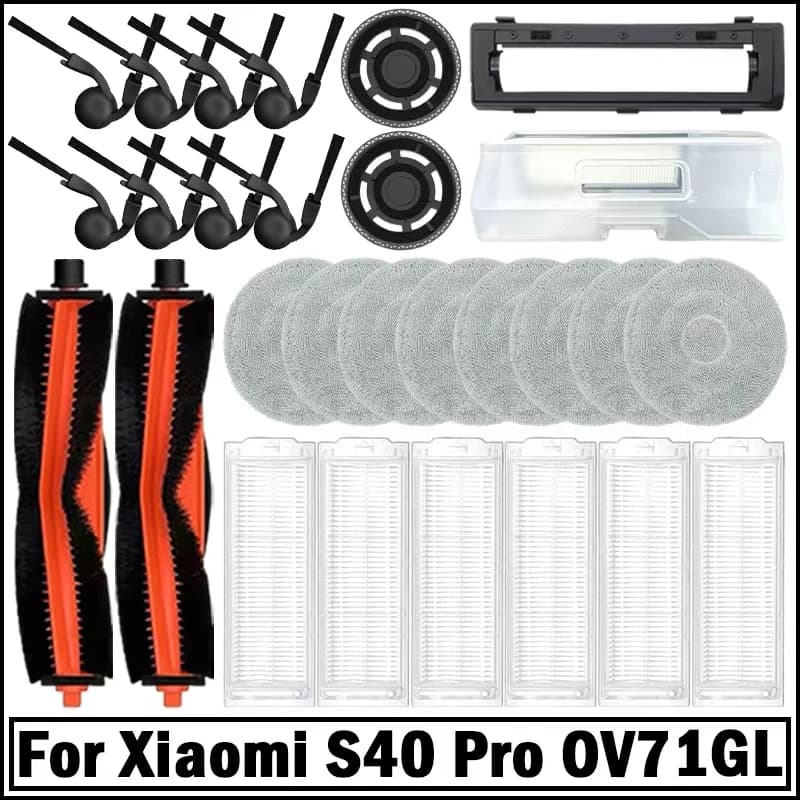 For Xiaomi S40 Pro / OV71GL Accessories Main Brush Side Brush Hepa Filter Mop Rag Cloth Replacement Spare Parts