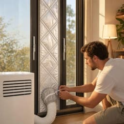 Portable Air Conditioner Window Seal Cloth, Insulated Window Vent Kit with Drawstring Hole for Portable AC Exhaust Hose, Heat In