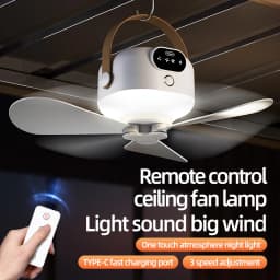 Ceiling Fan Portable Camping Tent Ceiling Canopy Fan 8000mah Rechargeable Wireless Fan Air Circulators with Remote Control Light