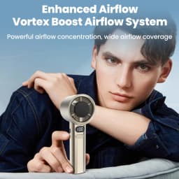 Turbo Mini Fan Adjustable High Wind USB Rechargeable Handheld Battery Display Turbofan Portable Home Outdoor Electric Fan Mini