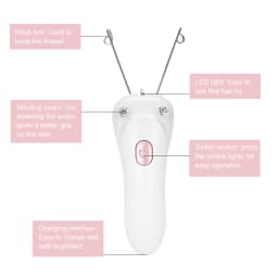 Electric Threading Epilator Physical Depilation Cotton Hair Remover for Hairs on The Upper Lip Chin Cheeks Sideburns for Face