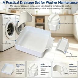 Washing Machine Drainage Tray, Water Catch Tray for Lint Filter Cleaning, Portable Anti-Spill Water Pan for Home Laundry Room
