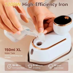 Handheld Steam Iron Foldable Garment Steamer 1200W Power Portable 3 Speed Steamer LCD Display Touch Screen Rotary Electric Iron