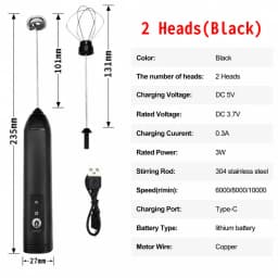 Electric Milk Foamer Blender Stainless Steel Handheld Milk Frother Wireless Coffee Whisk Mixer Egg Beater Tools For Kitchen