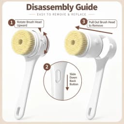 Electric Shower Brush LED Display Rotating Multifunctional Shower Brush 5 Brush Heads 3-Speed Detachable for Back Face & Shower