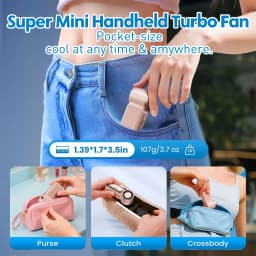 Handheld Mini Fan 5 Speed Adjust Type C Rechargeable Portable Fan Digital Display Desktop Fan Outdoor Use