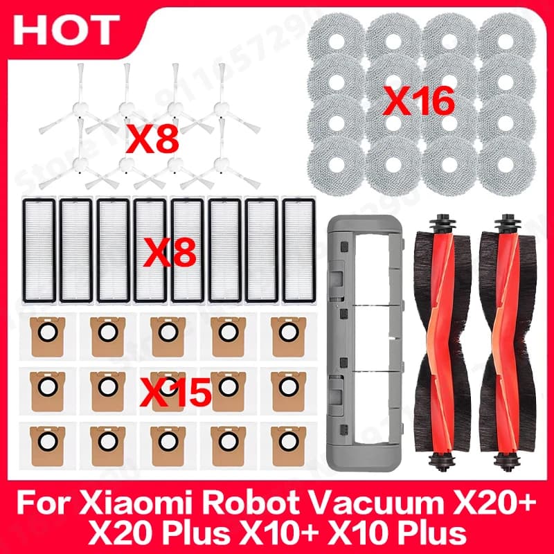 For Xiaomi Robot Vacuum X20 Plus/ X20+/X10+ / X10 Plus Spare Parts Accessories Main Side Brush Mop Cloth Dust Bag Filter
