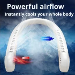 2026 Long Endur New Mini Neck Mounted Fan Portable Bladeless Neck Rechargeable Air Cooler 3 Speed Mini Summer Sports Fan Outdoor