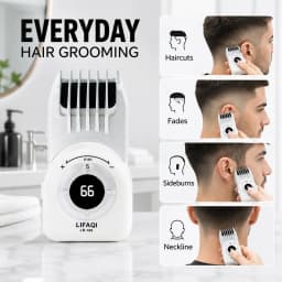 LIFAQI LB-189 Mini Hair Clipper for Men, 5-Length Cordless Trimmer, USB-C Rechargeable with Digital Display