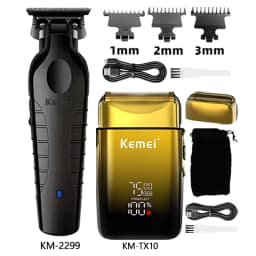 Kemei Hair Clipper Km-2299 Km-1757 Km-TX10 Hair Trimmer Machine Local Cooling Professional Haircut Machine 0 mm Clippers Set