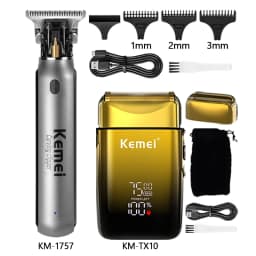Kemei Hair Clipper Km-2299 Km-1757 Km-TX10 Hair Trimmer Machine Local Cooling Professional Haircut Machine 0 mm Clippers Set