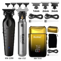 Kemei Hair Clipper Km-2299 Km-1757 Km-TX10 Hair Trimmer Machine Local Cooling Professional Haircut Machine 0 mm Clippers Set