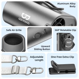 3600mAh Waist Fan with Wind Speed 11m/s, Running Time 9 Hours, 360° Adjustable 100 Levels Suitable for Outdoor Travel Stroller
