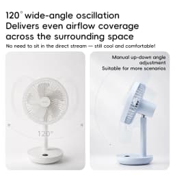 New Portable Smart Oscillating Desk Fan 4000mAh 5 Gear Speed Silent Desktop Rechargeable Fan Angle Adjustable for Home Office