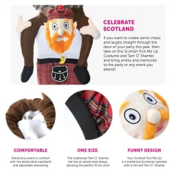Scottish Pick Me Up Costume & Tam O' Shanter Hat - Hat with Hair & Scotsman Pick Me Up - Ideal for Burns Night & Celebrations