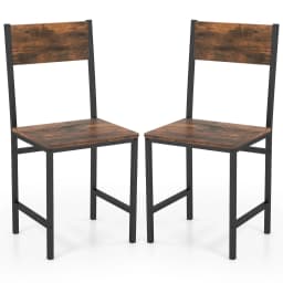 GOFLAME Set of 2 Dining Chairs Armless Dinner Chairs w/Metal Legs-Coffee