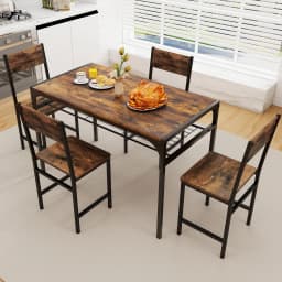 GOFLAME Set of 2 Dining Chairs Armless Dinner Chairs w/Metal Legs-Coffee
