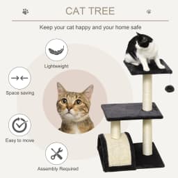 PawHut Cat Tree Tower, 72cm Climbing Activity Centre with Sisal Scratching Post, Pad, Hanging Ball, Toy
