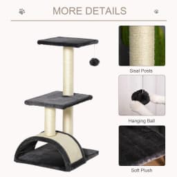 PawHut Cat Tree Tower, 72cm Climbing Activity Centre with Sisal Scratching Post, Pad, Hanging Ball, Toy