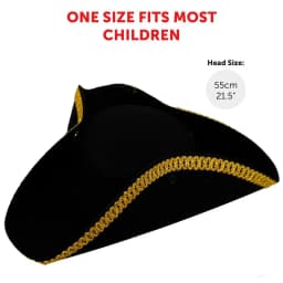 Childs Highway Costume Accessory Set - Black Tricorn Hat, Black Eye Mask and Rabbit Nose - Kids World Book Day Book Day Costume