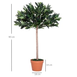 Outsunny Artificial Olive Tree Plant In an Orange Pot 90 cm for Home or Office