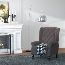 HOMCOM Accent Armchair Home Furniture Retro Tufted Club Wood Fabric