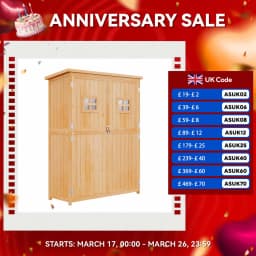 Wooden Garden Shed Tool Storage Cabinet Organizer Double Door Shelf 5ft 2 Colors