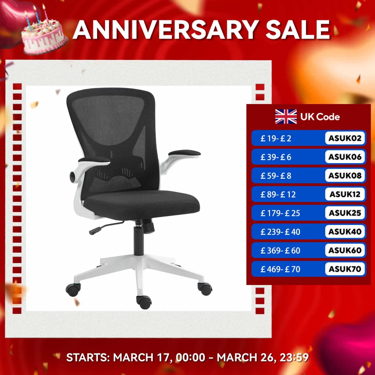 Vinsetto Mesh Office Chair Computer Chair with Swivel Wheels for Home Office