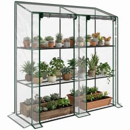 3 Tier Mini Greenhouse Portable Green House W/ Roll-Up Doors, 151H X 143Wcm