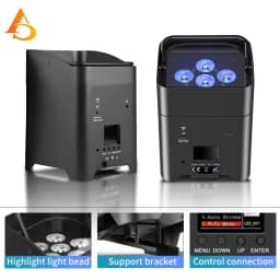 6x18W Battery-Powered RGBWAUV Par Light with Remote Control – Suitable for Stage and Wedding Party Ambient Lighting