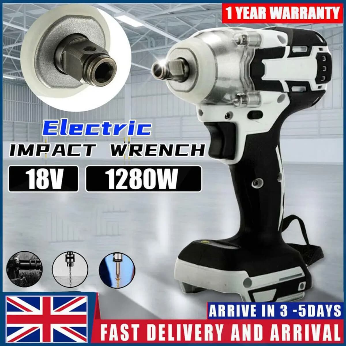 18V Brushless Impact Wrench Driver 1/2 inch Power Tool 588NM Kit Drill Screwdriver Power Tool Cordless Li-Ion Driver