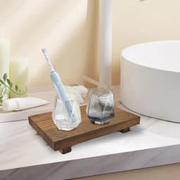 Wood Pedestal Soap Stand Bathroom Kitchen Countertop Tray Farmhouse Wood Riser Soap Dish Plants Holder