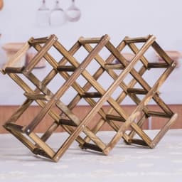 【Lifeideas】Wood 10 Bottles Foldable Wine Rack Stand Storage Display Shelf, Natural
