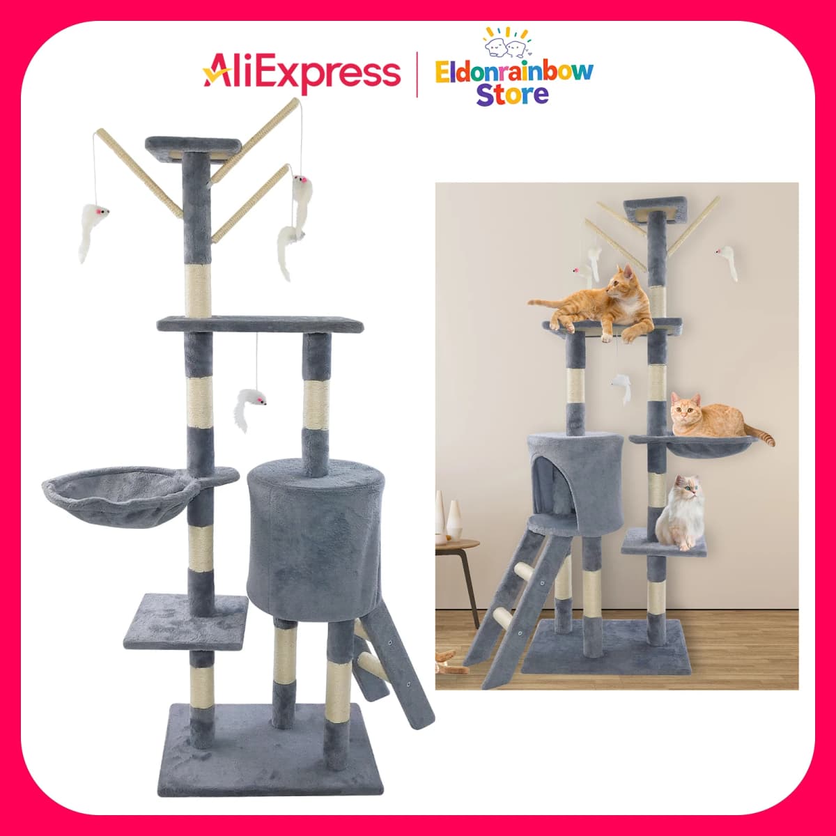 Multi-Level Cat Nest Cat Tree with Condo Cat Scrapers Cat Accessories gatos Scratching post for Kitten Furniture Large Cat Tower