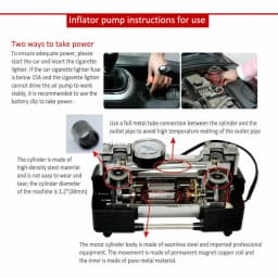 Portable Car Air Compressor 12V High Pressure Inflator Pump Power Car Tyre Inflator with LED Inflator for Auto Car Motorcycles
