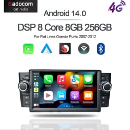 IPS Carplay DSP Android 12.0 8G+128G 8Core GPS Car Android Player Radio Wifi multimedia For Fiat Linea Grande Punto 2007-2012