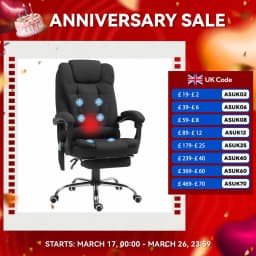 Vinsetto Ergonomic Heated 6 Points Vibration Massage Office Chair, Black