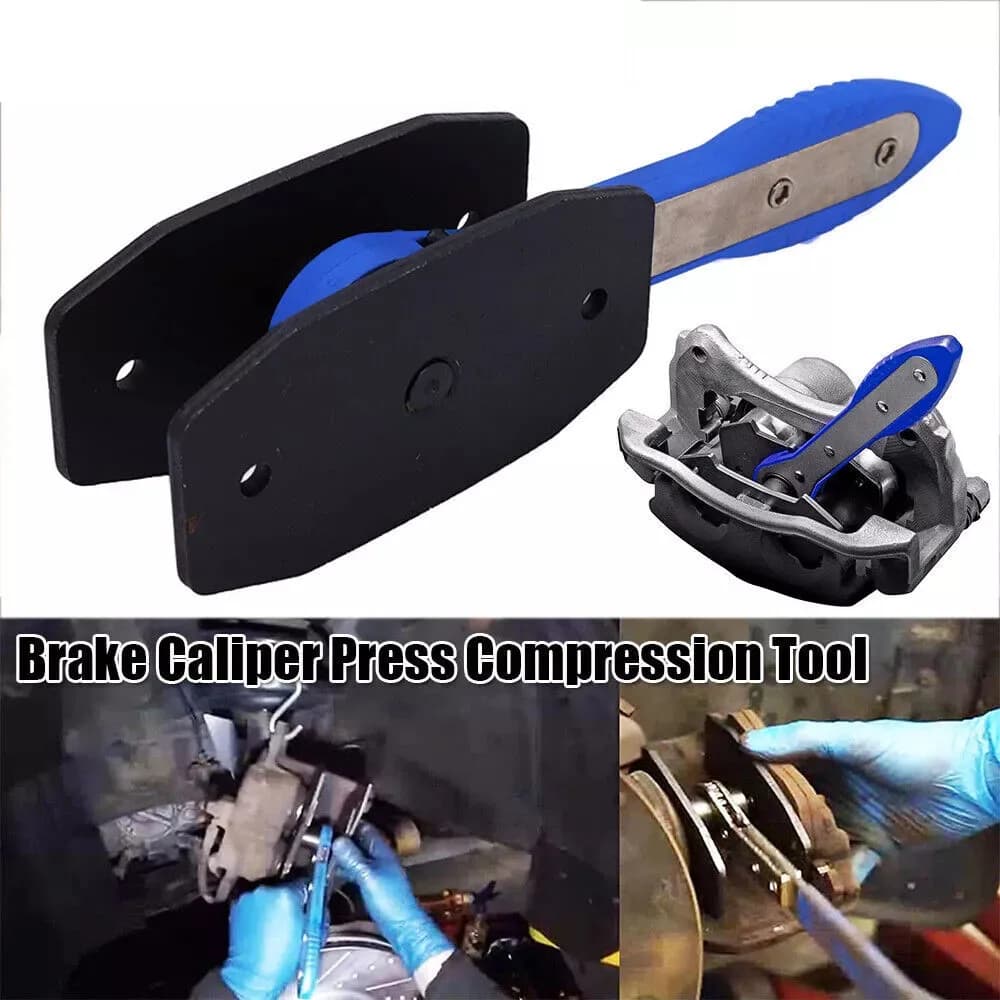 Brake Caliper Press Tool Brake Pad 360° Ratchet Piston Wrench Spreader Caliper Press Compression Tool with 2pcs Plates