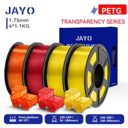 JAYO 4.4KG 3D PETG/PETG Transparent Filament 1.75mm Filament For Bambu FDM 3D Printer PETG Neatly Wound 3D Printing Material