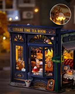 Rolife DIY Miniature Dollhouse Kit Leisure Time Tea RoomCrafts Hobbies Amazing Gift for Women Children DG171