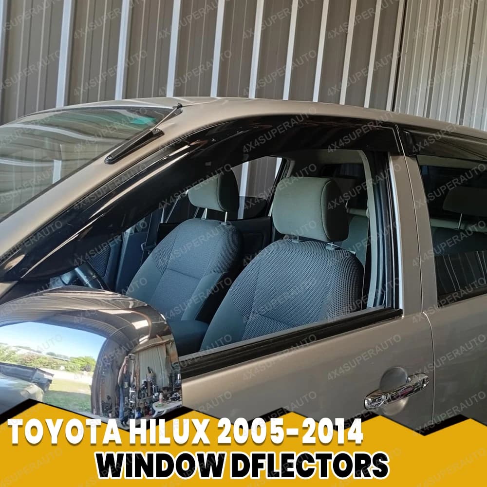For Toyota Hilux N70 Weather Shiled Vigo 2005-2014 Window Deflectors Sun Rain Guard Double Cab Black Smoke 4PCS