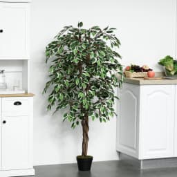 Outsunny 160cm/5.2FT Artificial Ficus Tree Fake Plant in Pot Indoor Outdoor