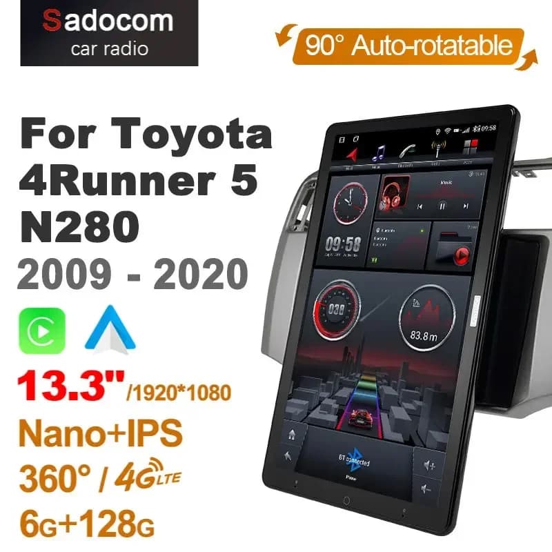 13.3'' IPS DSP Android 10.0 Car Radio 360 Panorama for Toyota 4 Runner 5 N280 2009 - 2020 GPS Auto Audio SPDIF 4G LTE NO DVD