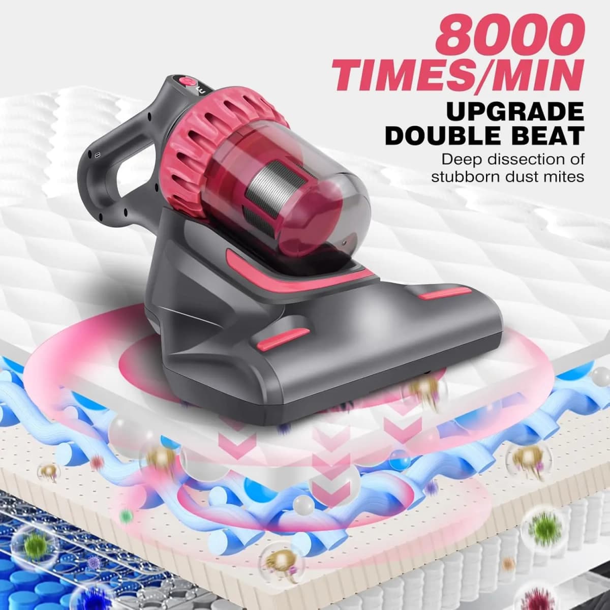 BRIEFNESS Cordless Dust Mite Collector Handheld Dust Mite Collector Mattress Cleaner with UV Light Vacuum Cleaner