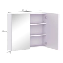 HOMCOM Wall Mounted Bathroom Mirror Storage Cabinet w/ Door Adjustable Shelf